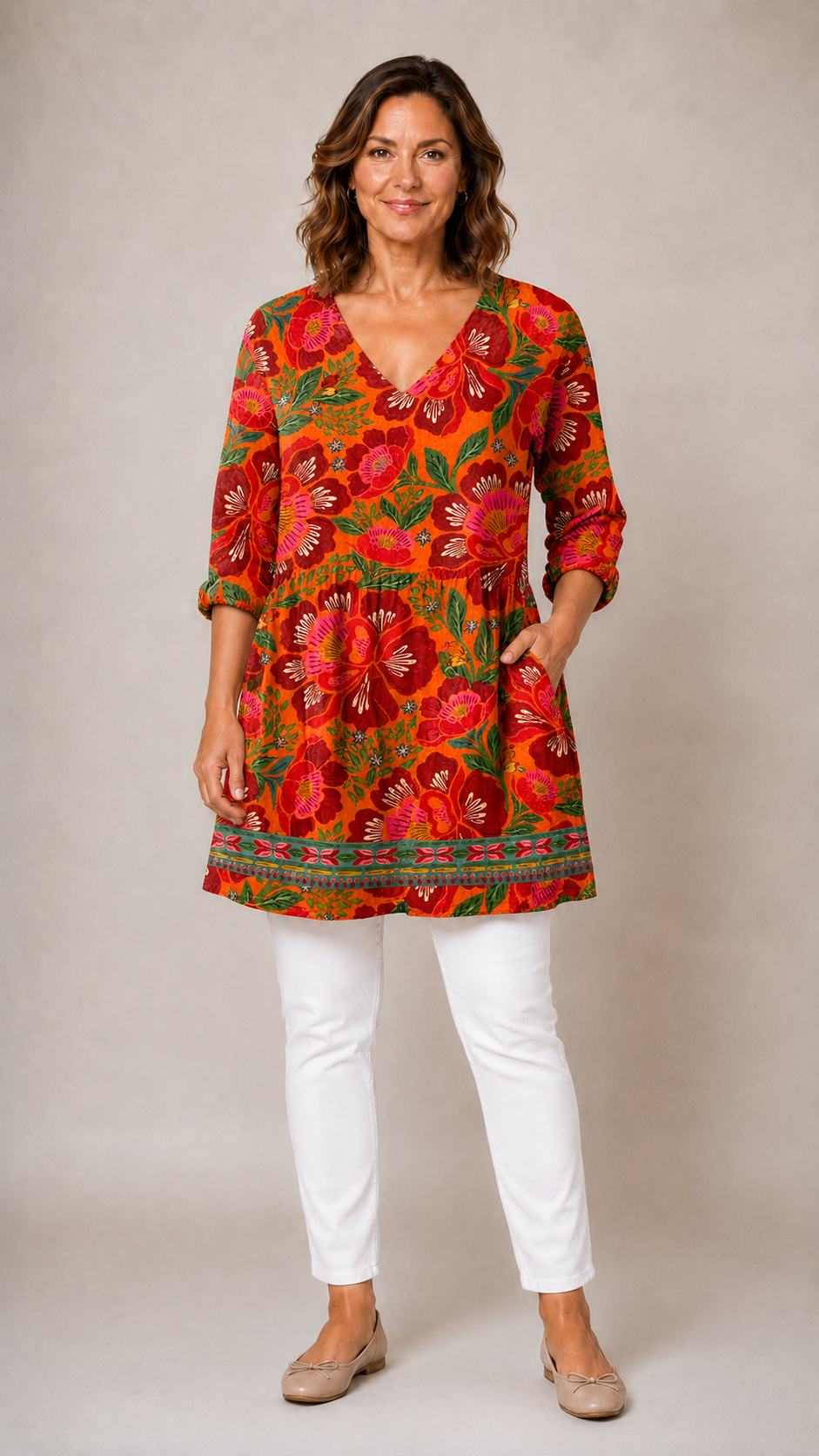Priscilla | Long Blouse with V-Neck