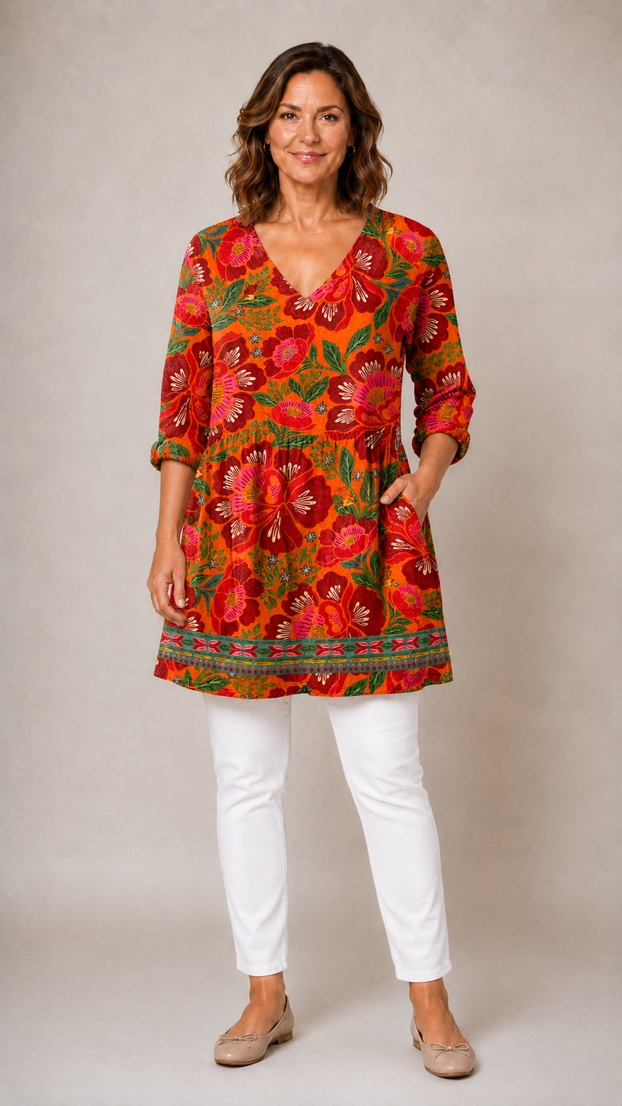 Priscilla | Long Blouse with V-Neck