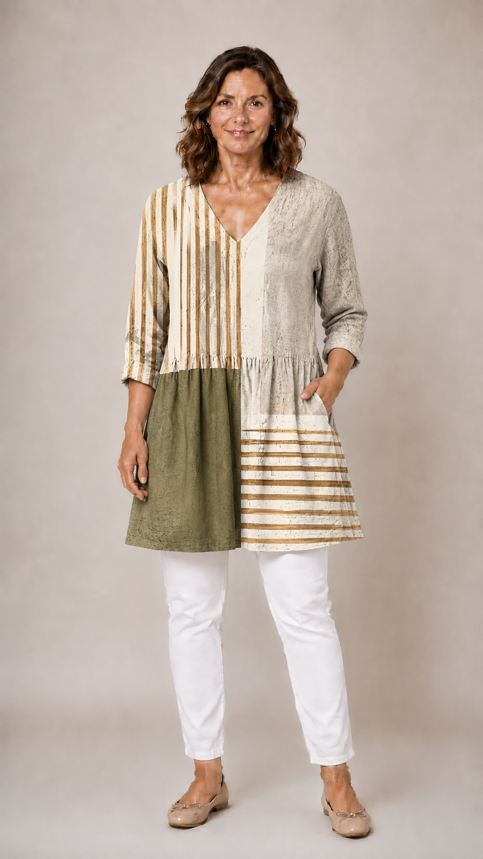 Natalie | Long Blouse with V-Neck