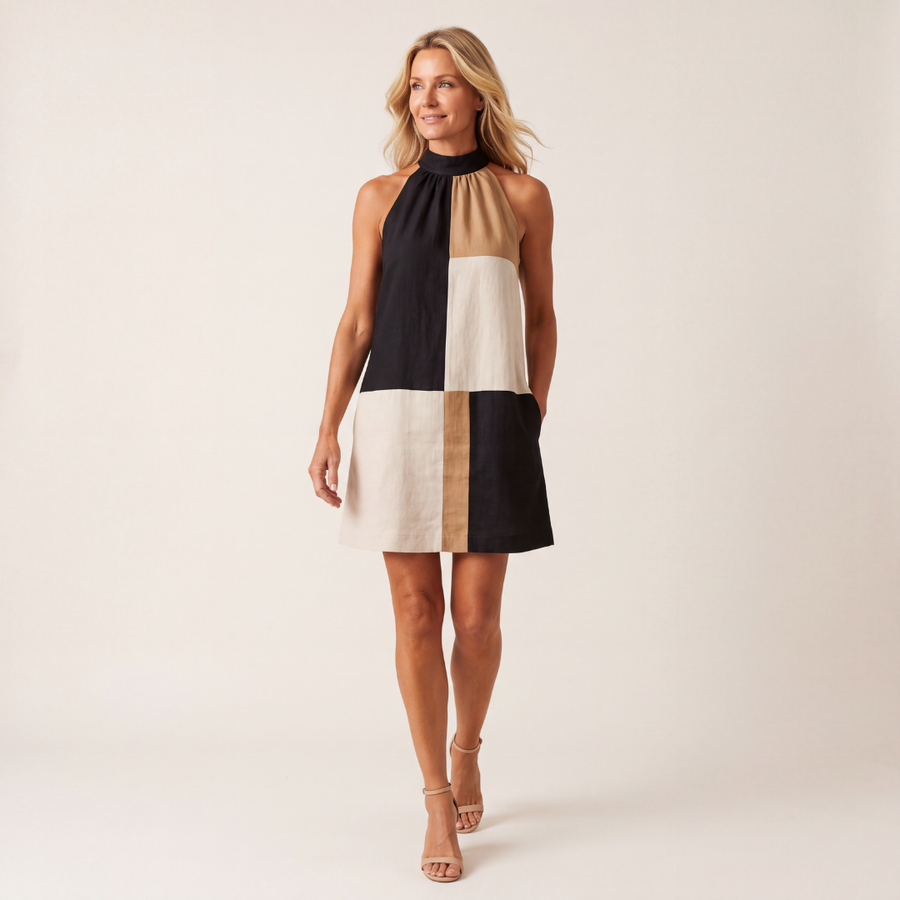 WILLOW | COLORBLOCK HALTER MINI DRESS