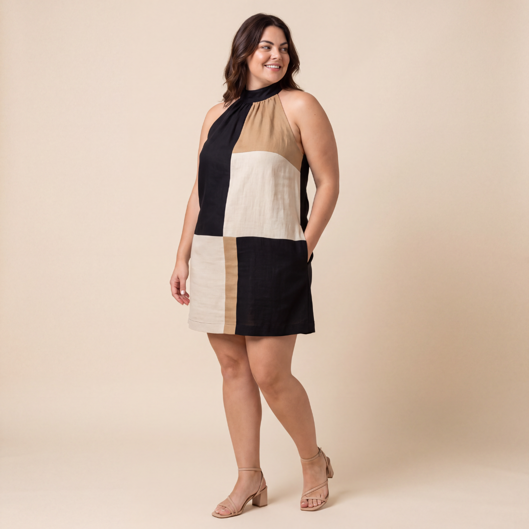 WILLOW | COLORBLOCK HALTER MINI DRESS