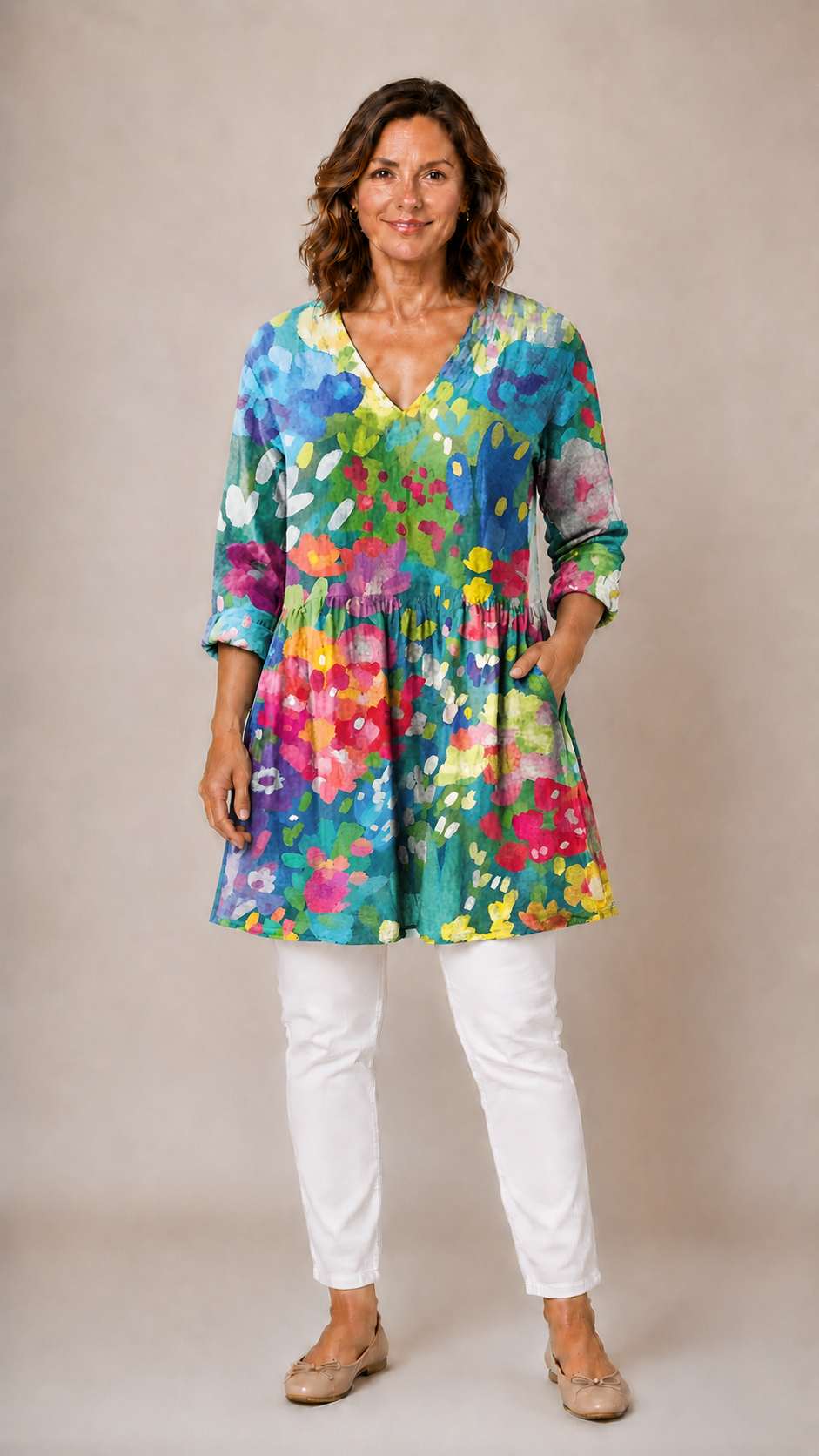 Millie | Long Blouse with V-Neck