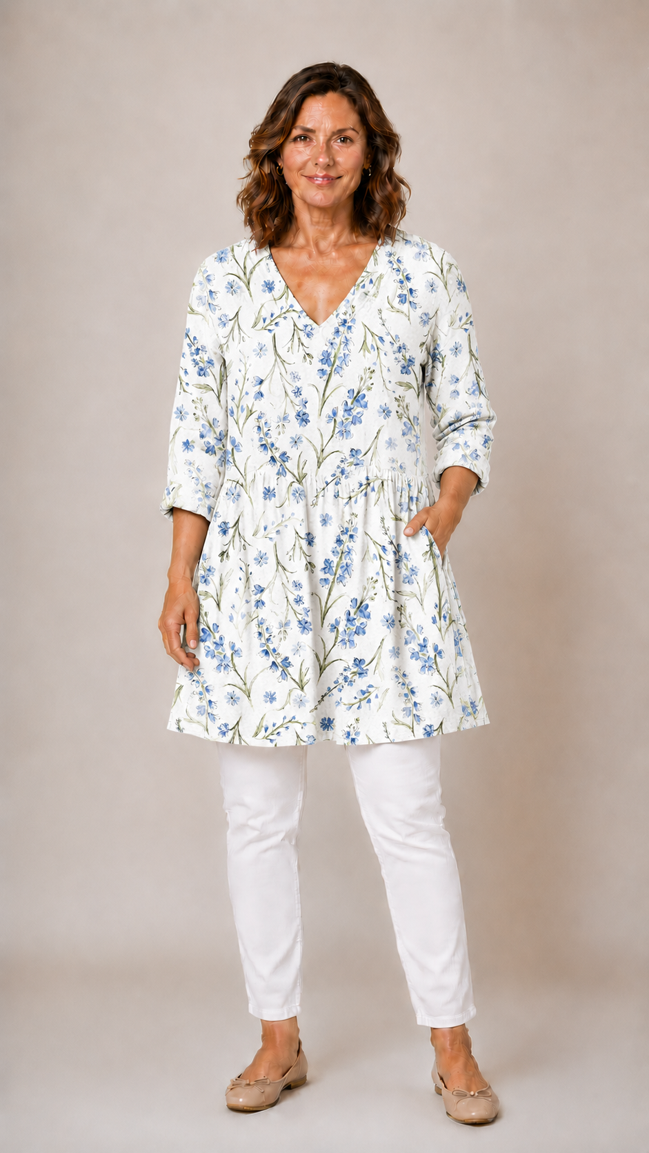 Lenora | Long Blouse with V-Neck